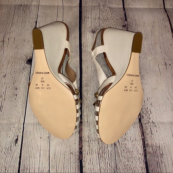 Gold and White Sparkly Dress Wedges, size 8 - Picture 4 of 5